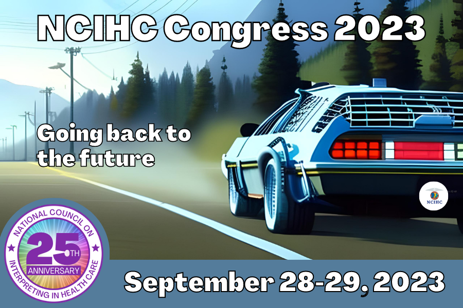 Congress logo with delorian like car on a rural highway