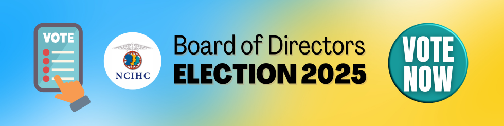 Board of Directors election 2025 banner with yellow and light blue background. Icon shows a hand voting on a phone. Rotating banner image.