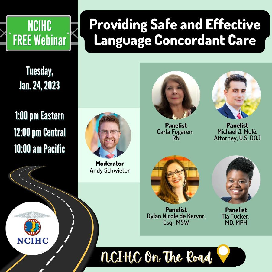 ad for webinar called Providing Safe and Effective Language Concordant Care